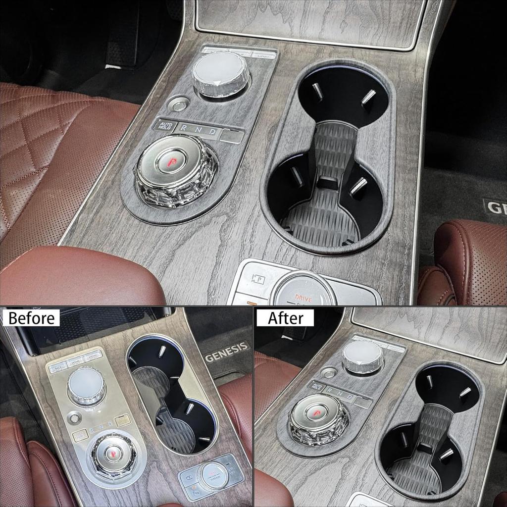 ABS Central Gear Shift Panel Cover Center Console Gear Shift Panel Cover Water Cup Holder Cover Compatible with Genesis GV80 2025 [PE] Accessories