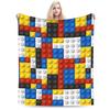 Warm Soft Flannel Blanket for Kids  Travel Throw for Bed Couch Sofa  Childrens Diagonal Design Blanket  Bricks Blocks Pattern Be