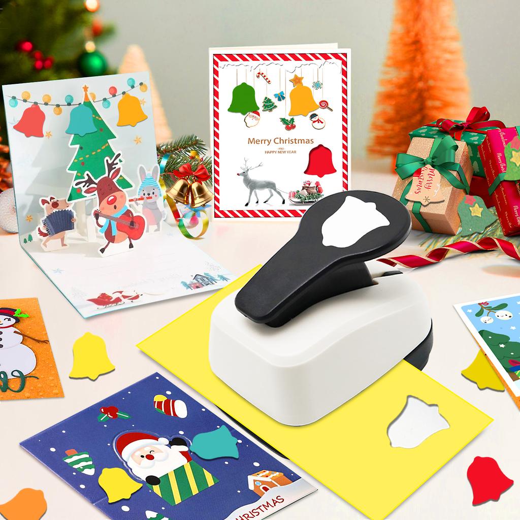 3pcs Paper Hole Puncher Cutter Tool Set Christmas Snowflake Bell Tree Shapes 1 Inch 25mm for Paper Crafts Scrapbook Card Making