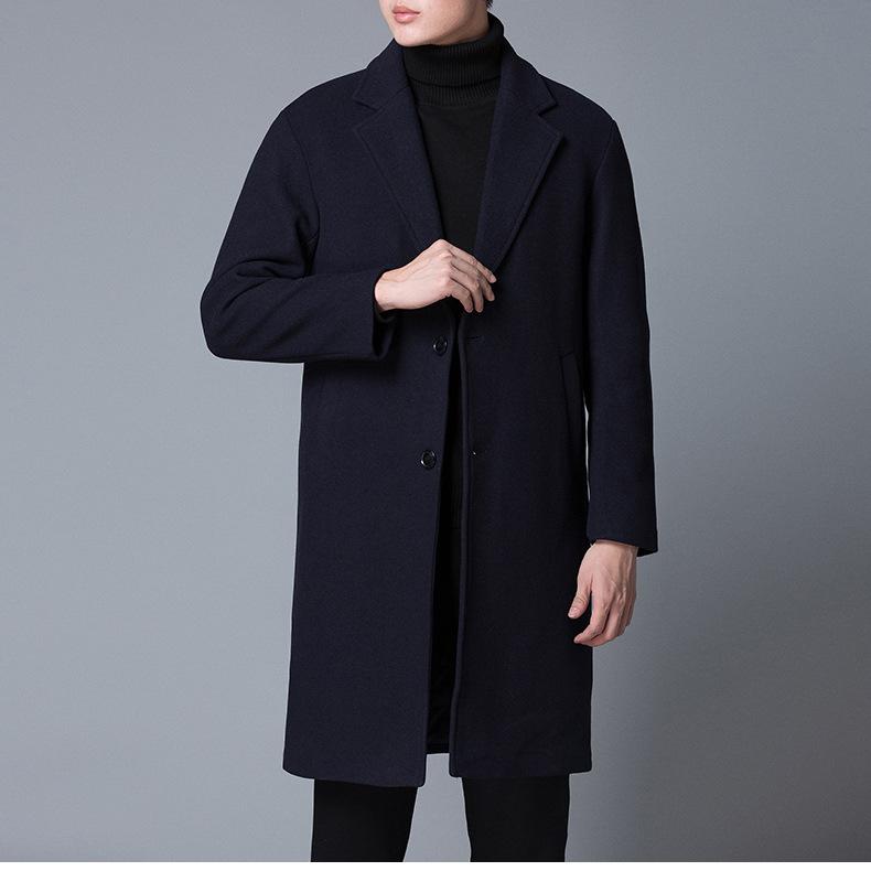 Heren Wol Wolnen Jas Winter Koreaanse Versie Casual Middel- en Lange Jas Verdikt Veelzijdige Pak Trenchcoat Heren