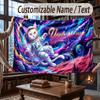 Cat Theme Throw Blanket Custom Name Text Personalized Blanket Soft Cozy Blanket for Home Sofa Bed