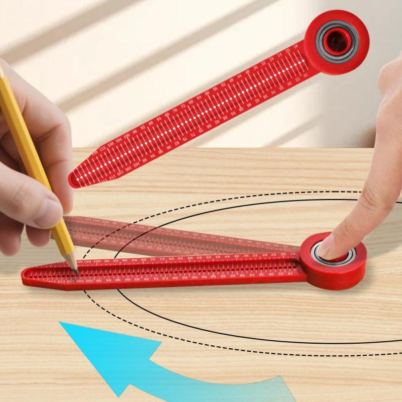 Precision Woodworking Plastic Compass & Circle Drawing Tool – Adjustable Rotary Ruler with Smooth Bearing