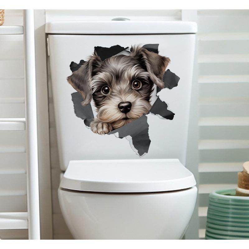 Creative Realistic Cute Cat Vision 3D Toilet Sticker Fun Animal Bathroom Toilet Lid Decor Self-adhesive PVC Waterproof Painting