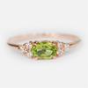 Small Olive Green Stone Ring Rose Gold Color Oval Zircon Minimalist Stacking Thin Rings For Women Party Wedding Bands Jewelry CZ
