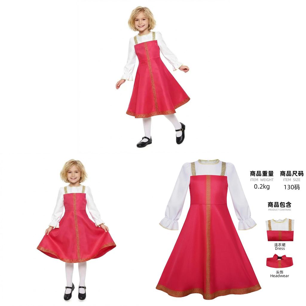 European Folk Dress Costume For Girls With Uniform Fabric For Stage Performance