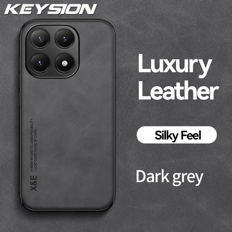 KEYSION Luxury Retro PU Leather Phone Case for Xiaomi 15T Pro Soft Silicone+PC Shockproof Phone Back Cover for Xiaomi 15T 15TPro