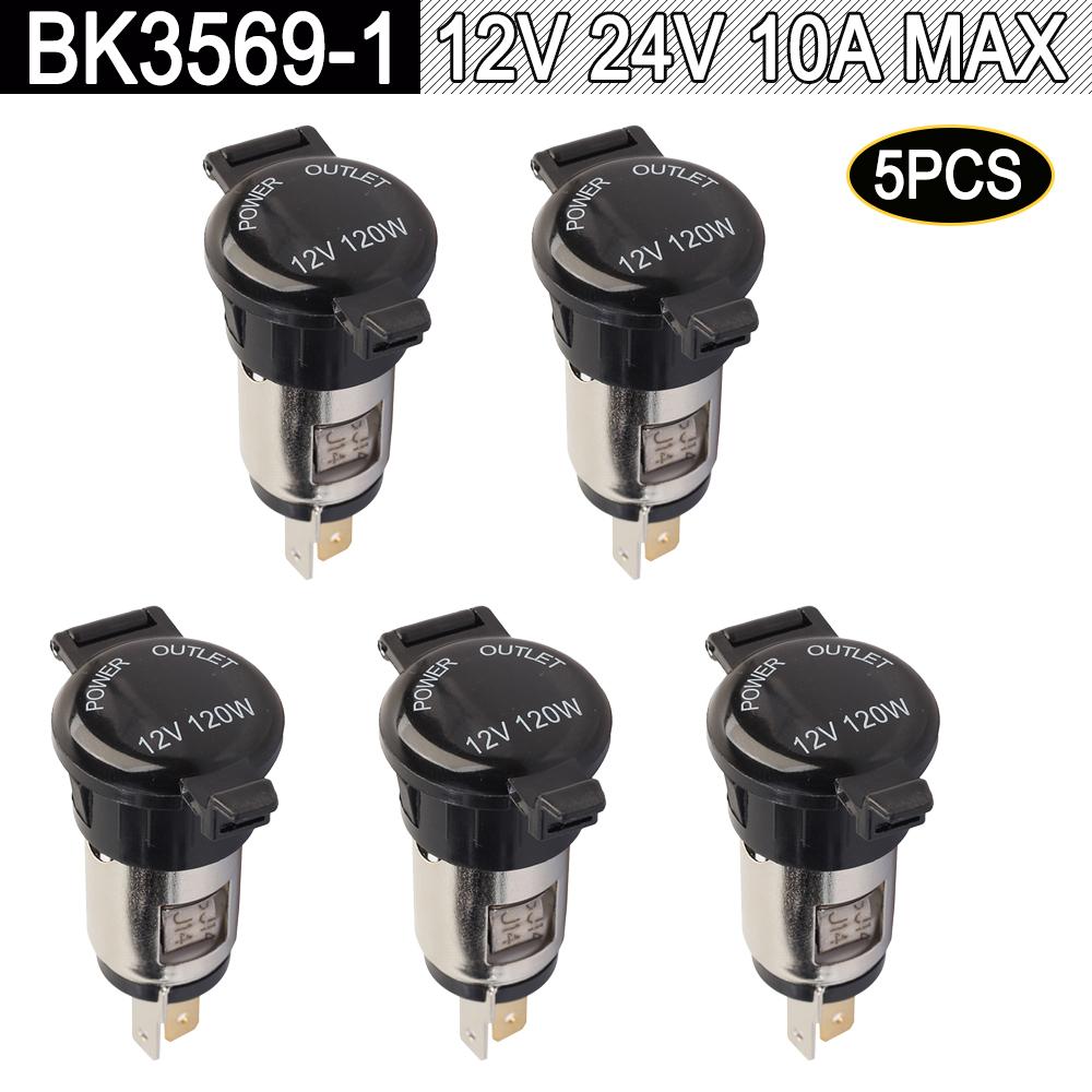 10-1PCS Max 10A Car Cigarette Lighter Waterproof Female Socket Seat with Cover Case 12V-24V Auto Truck Motorcycle Car Accessorie