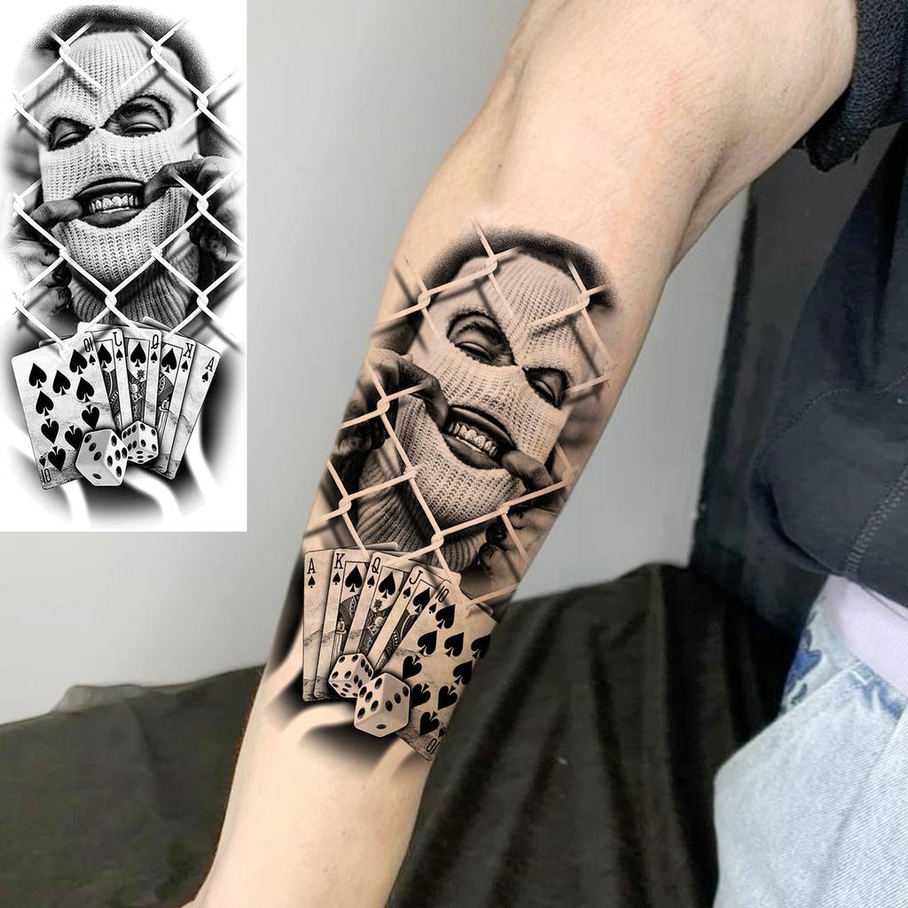 1 Sheet Scary Skull Grim Reaper Temporary Tattoos For Men Women Hand Arm Forearm, Realistic Fake Tattoo Sticker Halloween Tatoos