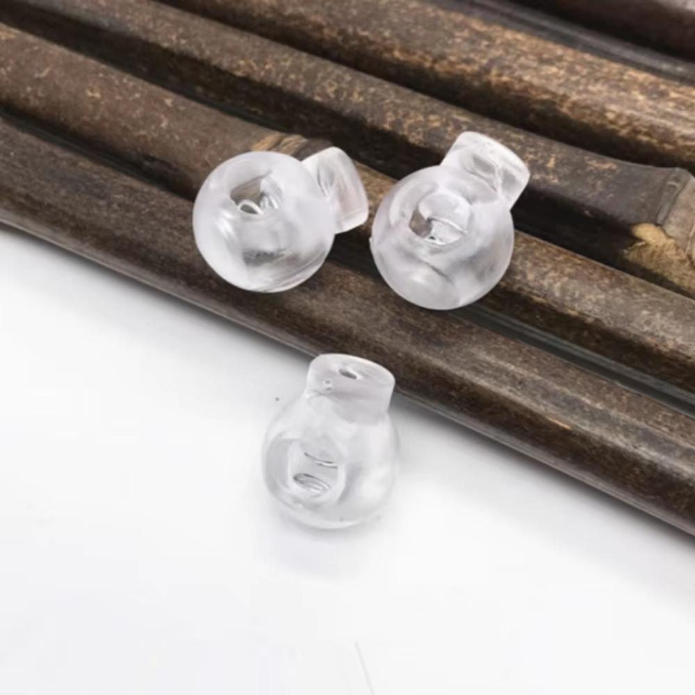 10pcs Cord Lock Round Ball Toggle Stopper Plastic Toggle Clip Widely For Bag Backpack/Clothing Clear White