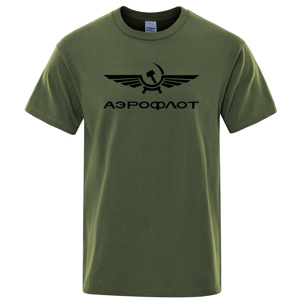 Aeroflot Aviazione Russa Pilota Aerospaziale Aviatore TShirt Estiva Cotone Punk Rock Moda Top Girocollo Elegante Maglietta da Uomo