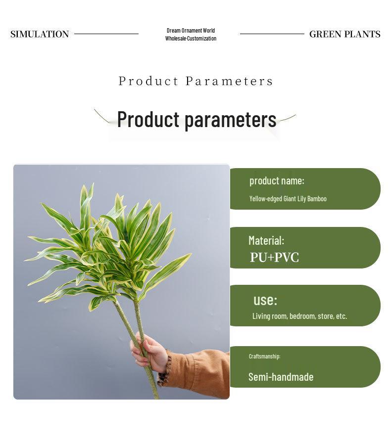 Yellow-edged Lily & Bamboo Artificial Floral Arrangement for Events & Decor