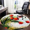 1PC Floral Abstract Office Round Area Rug, Mat Suitable For Office, Under Office Chairs Bedroom Living Room Home Decor, Room Deco