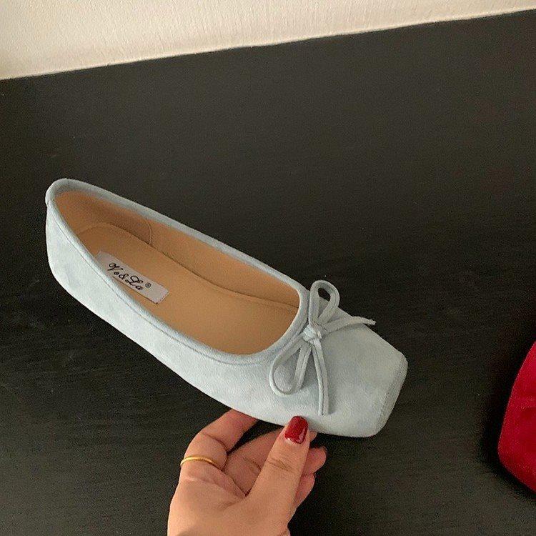 Flat-bottomed retro women's shoes red single shoes bow shoes pedal lazy shoes spring and autumn