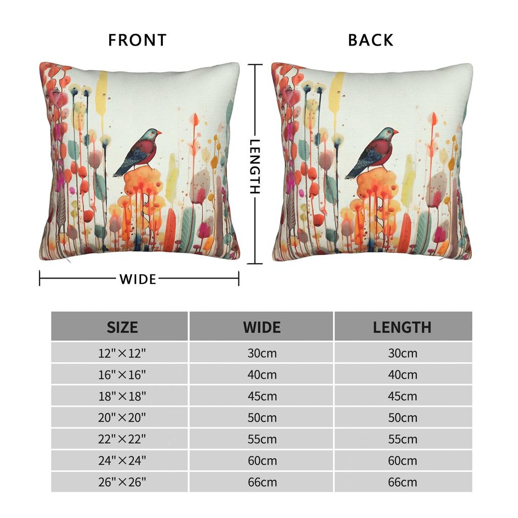 Colorful Bird Floral Pillow Cover Kawaii Pillow Case For Sofa Home Decoration Comfy Pillowcases Gift