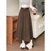 Vintage College Woolen Pleated Skirt Women's Autumn and Winter High Waist Skirt Versatile Umbrella Skirt Medium and Long Skirt