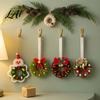 Plastic Festive Pendant Handmade Pipe Cleaner Christmas Wreath Ornament Chenille Stems Mini Holiday Gift for Family Crafts with Bow Bells Window