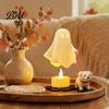 Whimsical Room Accessories Halloween Ghost Walking Dog Figurine, Cute Spooky Statue with LED Candle, 3D Printed Tabletop Ornament for Holiday