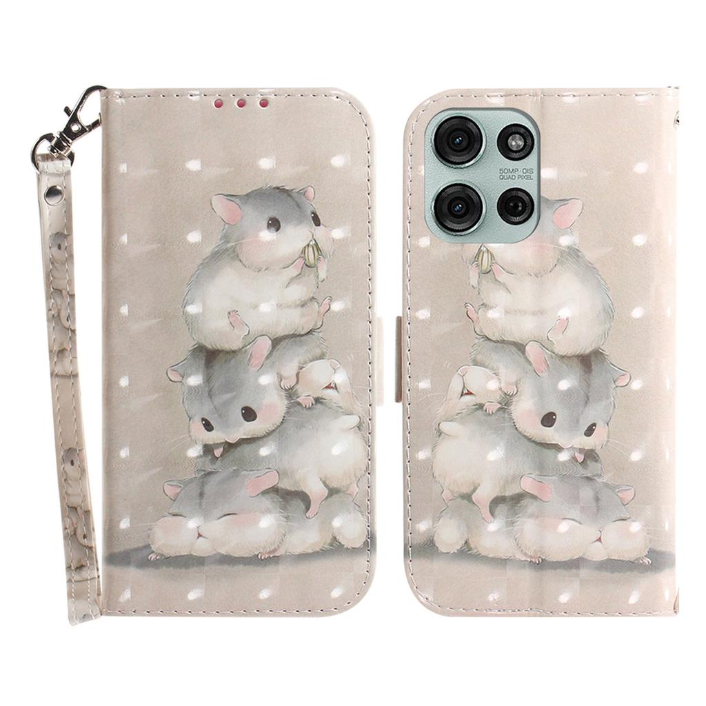 For Motorola Moto G75 5G Case Pattern Printing Leather Wallet Phone Cover with Wrist Strap