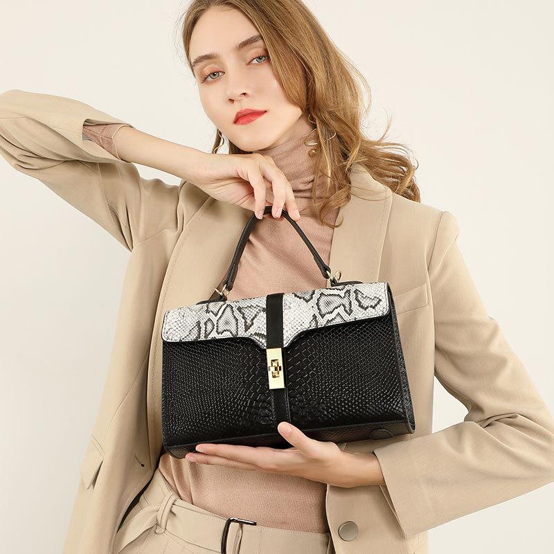 Big crocodile pattern shoulder bag generation niche leather women's bag high quality snake pattern handbag