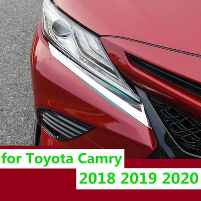 For Toyota Camry XV70 Car Headlight Trims Decorative Accessories 2018   Stainless Steel Black Blue