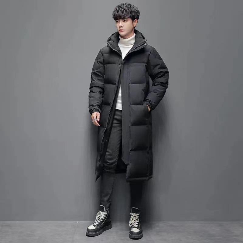 

New Winter Style, Unisex and Couple Down Jacket, Casual Long Style, Knee-length Hooded Korean Style S чёрный