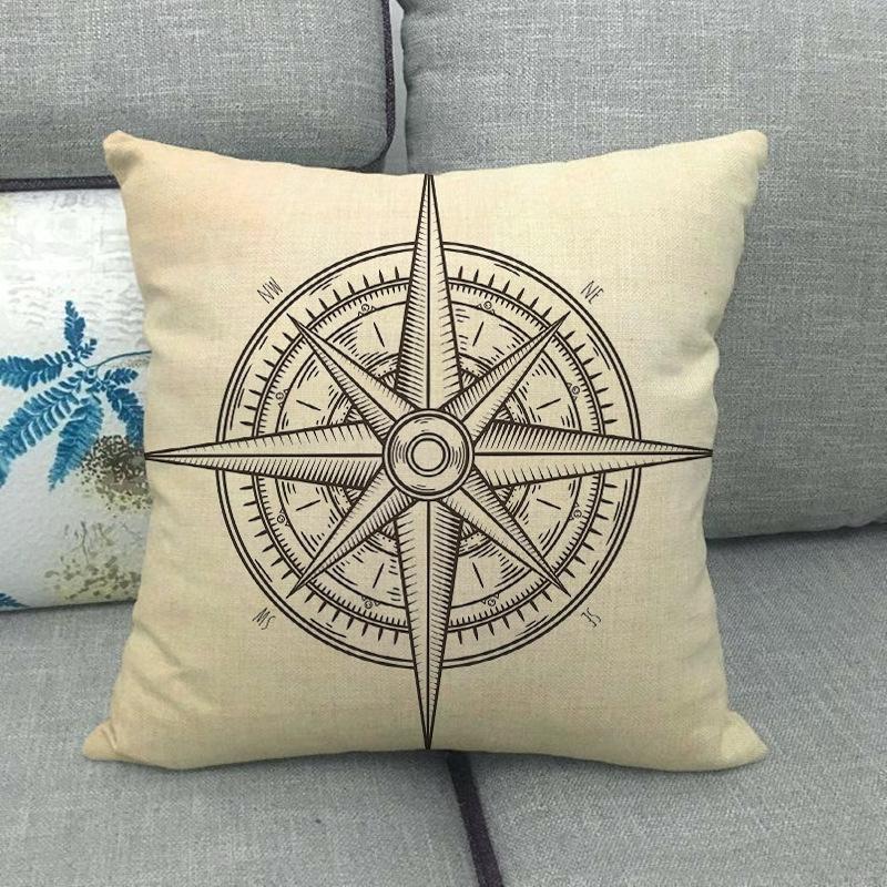 Nautical Elements: Rudder And Compass Digital Printing Short Plush Pillow Covers For Car Sofa Office Cushion Cover Home Goods