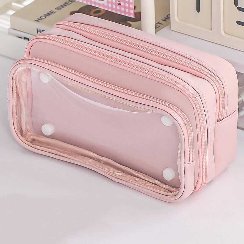 

Милый пенал для очков, пенал, съемный прозрачный передний карман, сумка для хранения канцелярских принадлежностей, школа