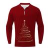 Herrenmode, lässig, weihnachtlich, bedruckt, langärmelig, Revershemd, Oberteil, Bluse