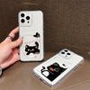 Cartoon Black Cat Printed Soft TPU Clear Shockproof Casing Protective Cover Transparent Full Back Case with 1 Card Slot Holder