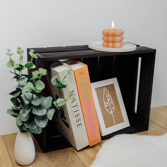 Caisse en Bois - Creative Deco - Lot de 3 - Noir - 40 x 30 x 15 cm - Rangement Vintage