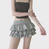 American Ballet Style Elastic Waist Puffy Skirt with Lotus Leaf Edge