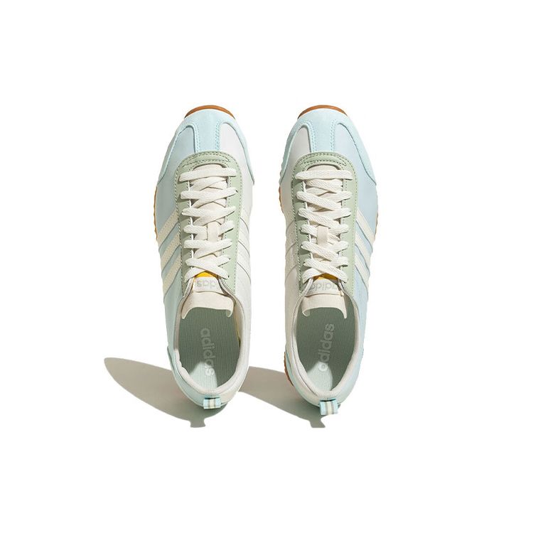 Adidas Neo Lace-Up Flat Comfortable Fabric Synthetic Leather Durable Low-Top Running Shoes Unisex Sneakers White Green HP9677