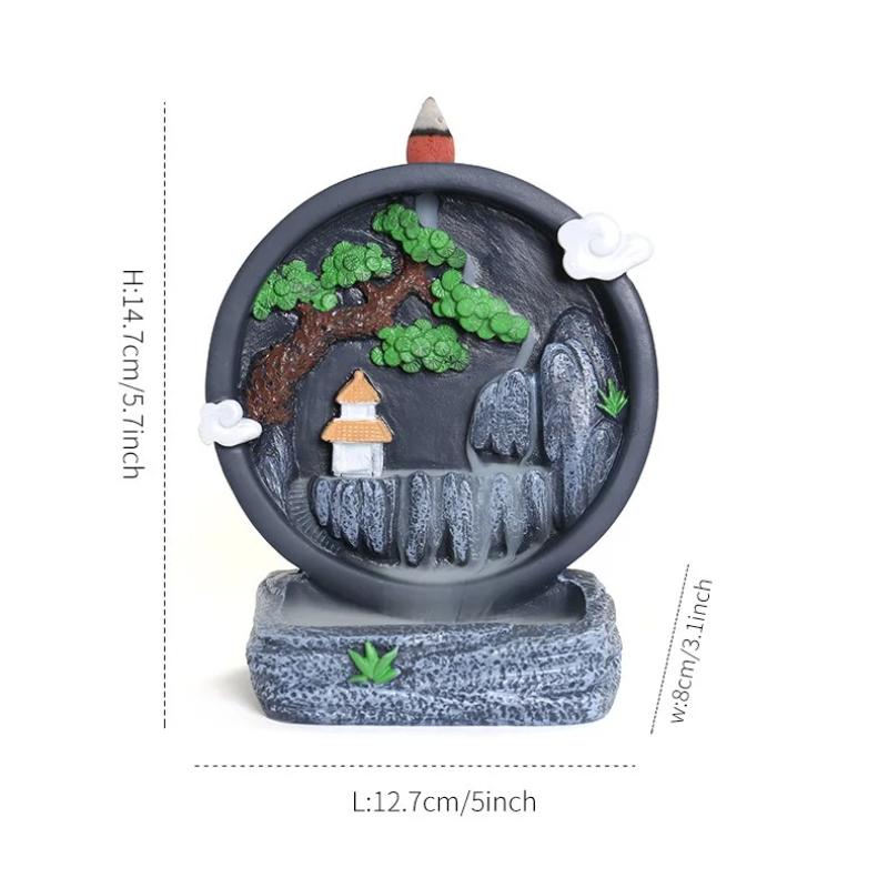 1pc, Resin Handicraft Landscape Home Ornaments Waterfall Backflow Incense Burner(Without Incense Cones)