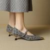 Fashion New Summer Split Leather Women Pumps Shoes for Women Fashion Leopard Print Metal Pointed Toe Mary Jane Shoes Women Ladies Shoes
