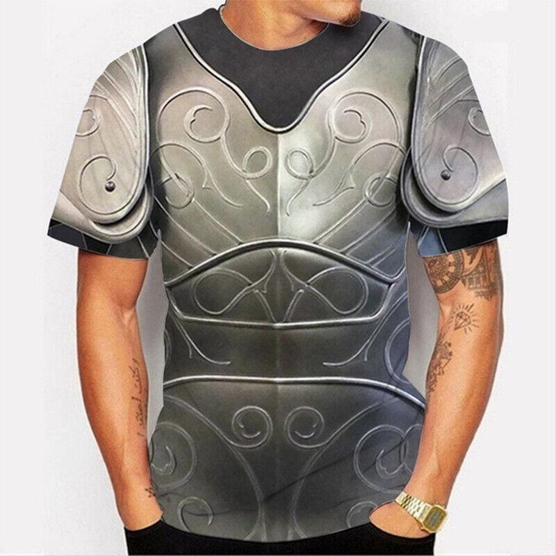 Hot Sale Chainmail Armor 3D T Shirt Men Medieval Knight Graphic Tees Oversized Casual Short Sleeve Crewneck Men Women T-shirts