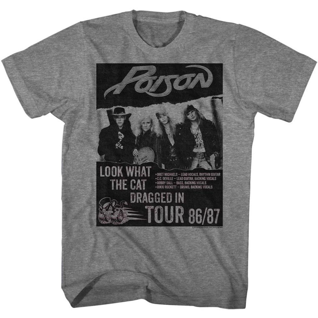 POISON Cd Lgo Look What the Cat Dragged In TOUR Official GREY SHIRT LRG New
