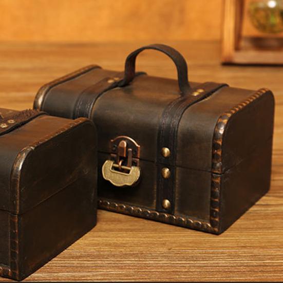 Wooden Organizer Retro Decorative Supplies Wood Vintage Pirate Treasure Chest for Photography