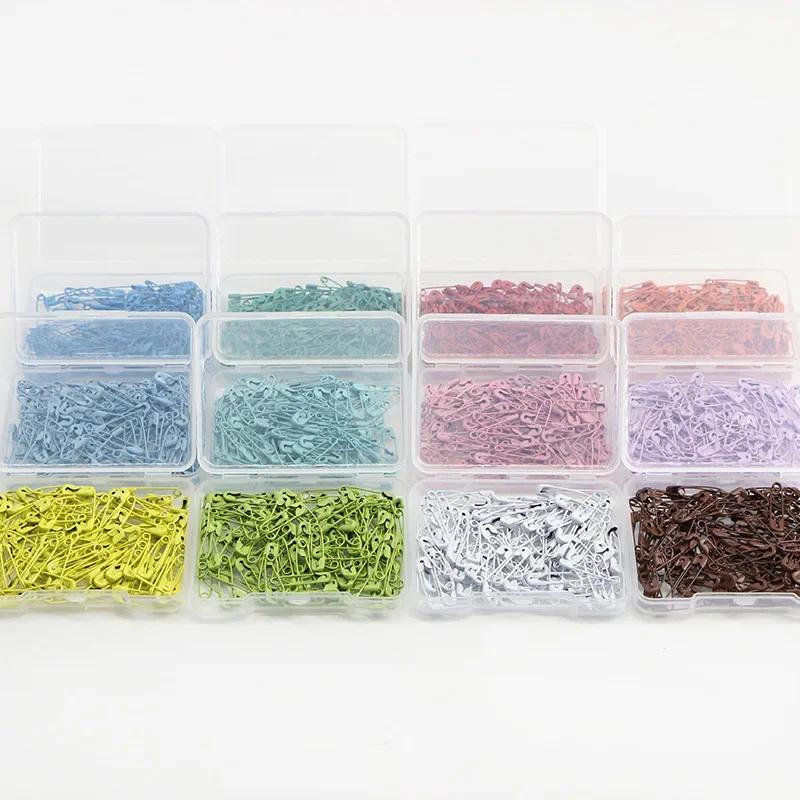 120PCS Mini Safety Pins with Storage Box 19mm Colored Safety Pins for Crafting Sewing Fastening Clip Button for Garment Hang Tag