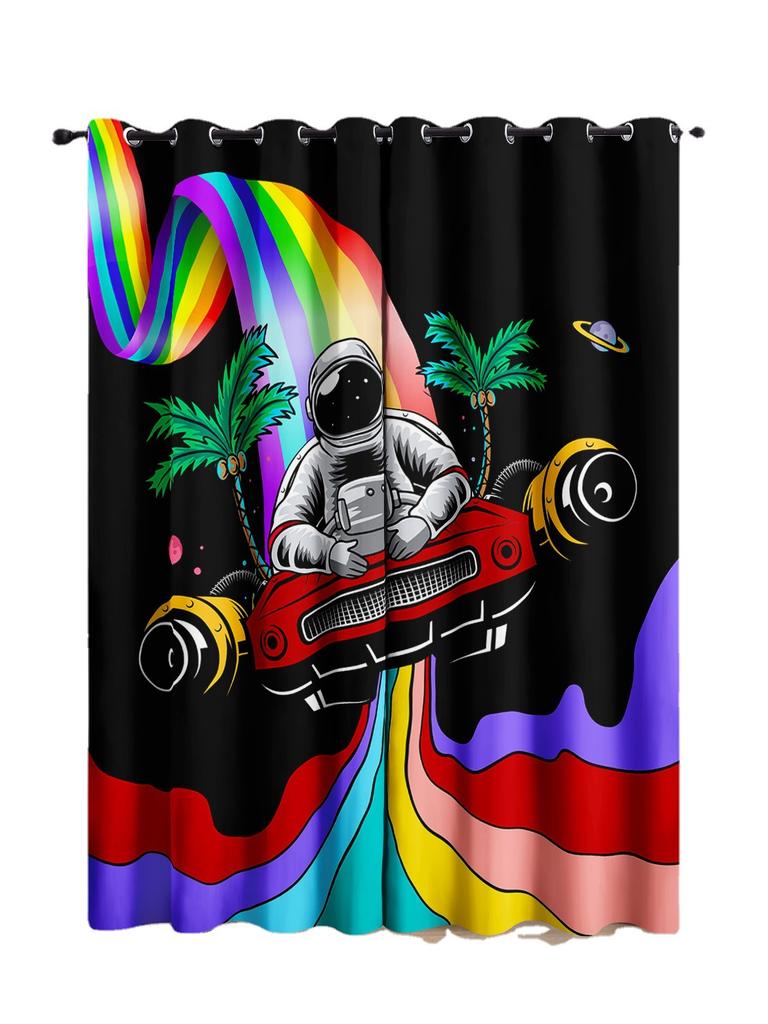 Curtains Cosmic Astronaut Sunshade Bedroom 3D Digital Printing Blackout Curtain No Punching