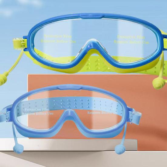 Children Swim Goggles with Earplugs Waterproof No Leakage Anti-Fog UV Protection Boys Girls Wide View Goggles Diving Snorkeling Equipment