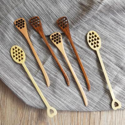 Baking Home Saver Handmade Wooden Drizzler Spoon Mixing Stick Stirrer Honey Dipper
