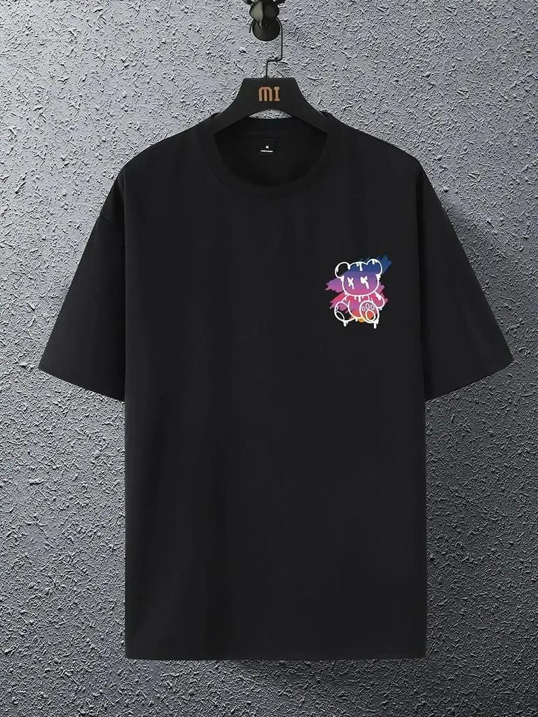 New York Kunst Wort Cartoon Bär Sonnenuntergang Landschaft Design T-Shirts Herren Mode Locker Sommer Übergroß Harajuku Redtube