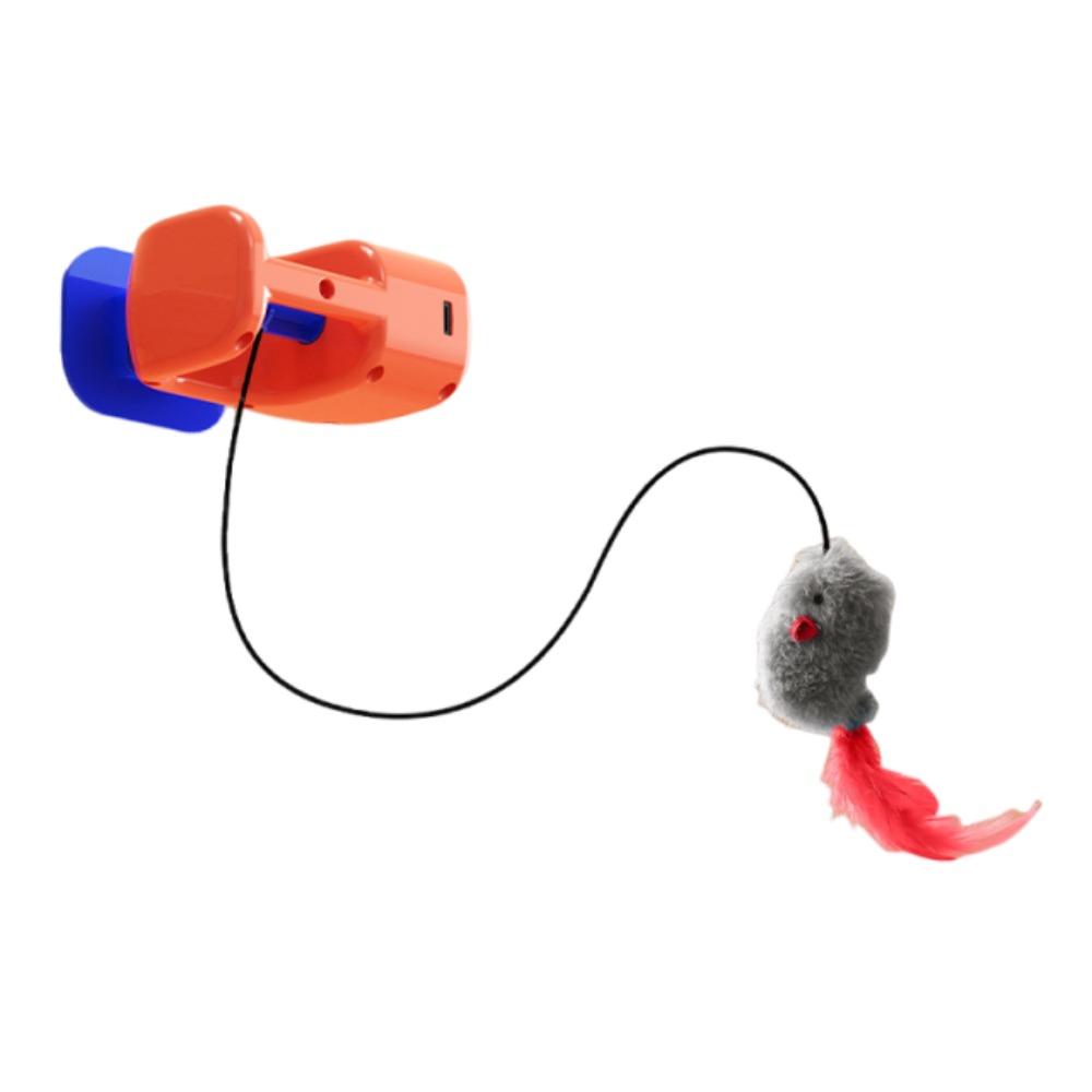 Funny Electric Door Hanging Toy Creative Self-Entertainment Toy  Cat Teasing Artifact Orange with Mouse