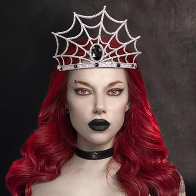 Halloween Spiderweb Crown assustador Spider Web Tiara Headpiece para mulheres meninas Halloween Party Cosplay traje acessório