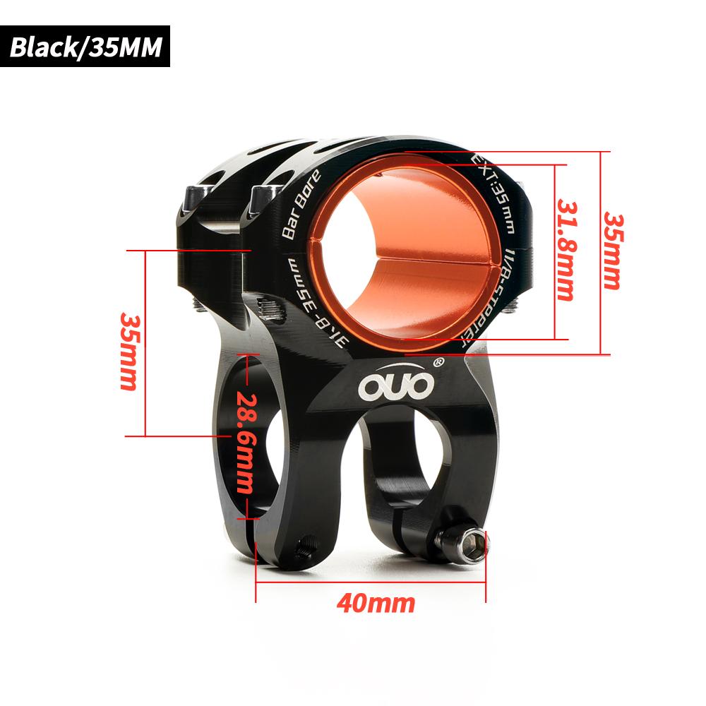 OUO CNC MTB Stem 31.8/35mm Mountain Bike Handlebar Stem 35/50mm 0 Degree Riser DH AM Enduro 28.6mm Steerer Bicycl Stem Extender black 35mm stem