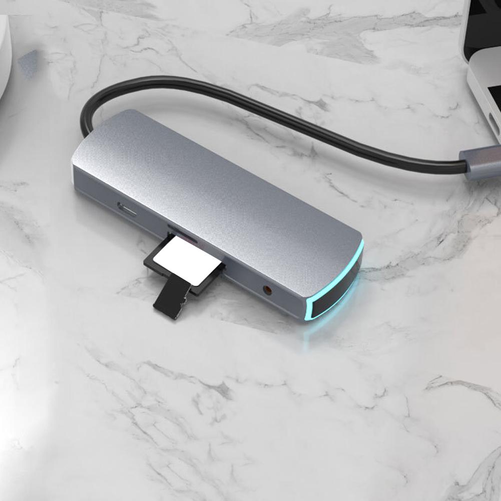 8 In 1 Docking Station Multifunctional TypeC To HDMI Hub with PD Charging Light