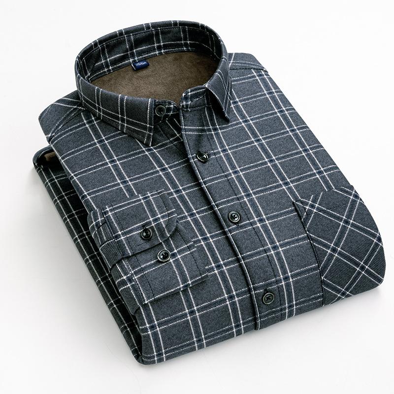 Winter Sherpa Lined Flannel Shirt Jackets for Men Long Sleeve Button Down Fleece Dress Shirts Men's Casual Warm Comfortable Thermal Shirt With Pockets