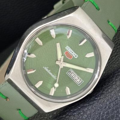 JAPONSKO 6309A VINTAGE SEIKO 5 AUTOMATICKÉ PÁNSKÉ HODINKY ZELENÝ CIFERNÍK a701343-5