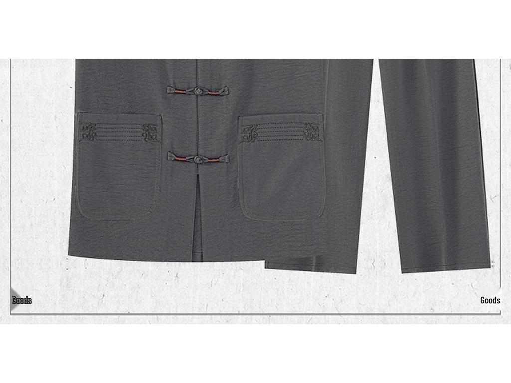 Chinese Cotton-Linen Men's Short-Sleeve Tang Suit - Summer Tai Chi Shirt for Middle-Aged and Elderly