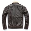 Maplesteed Genuine Cowhide Leather Jacket Men Zipout Liner Detachable Flight Jacket Men Winter Coat Fur Collar Euro /Us Size M177